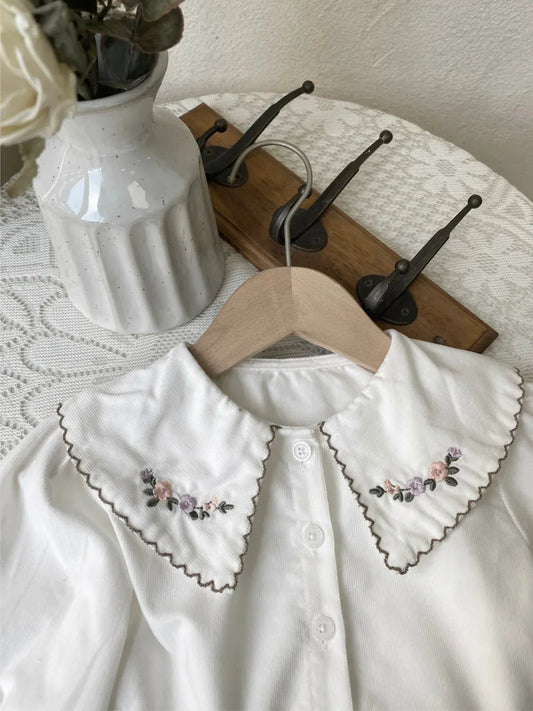 長袖シャツ・ブラウス ベビートップス フラワー刺繍長袖ブラウス【mh0008532】