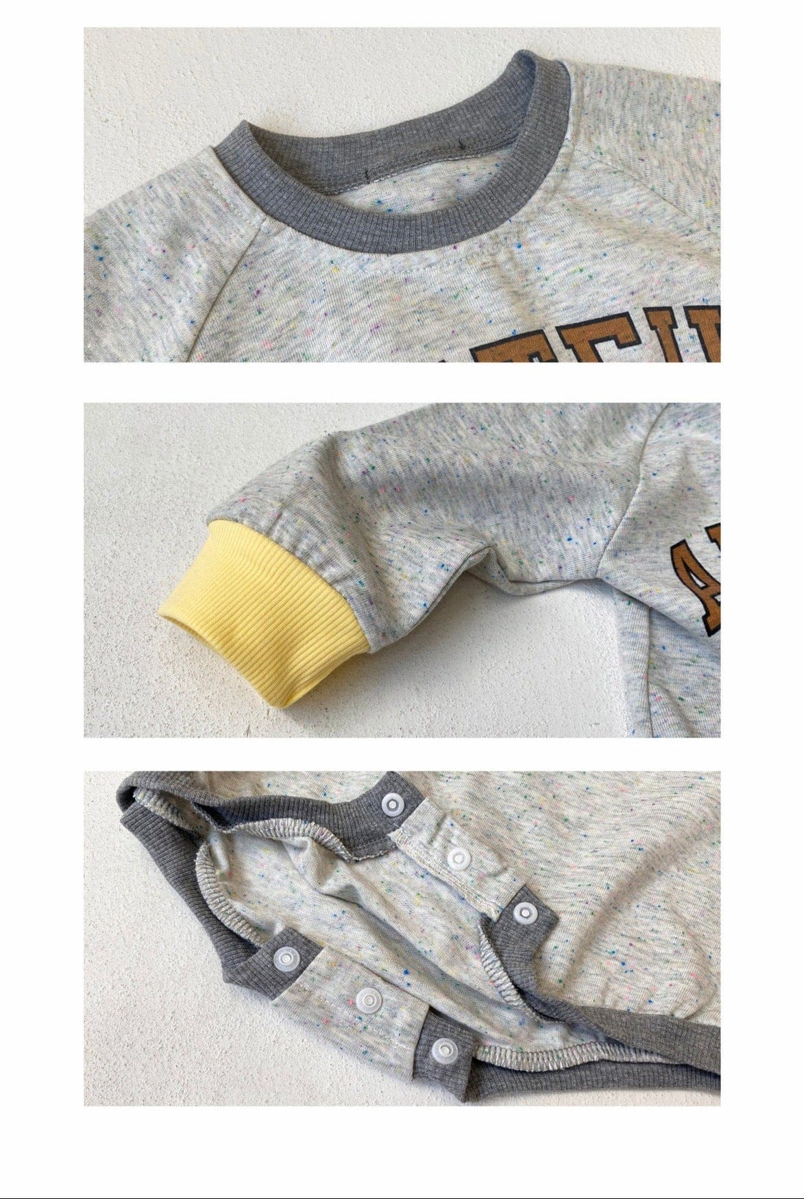 長袖ロンパース ロゴプリントパッチワーク長袖ロンパース【mh0011123】