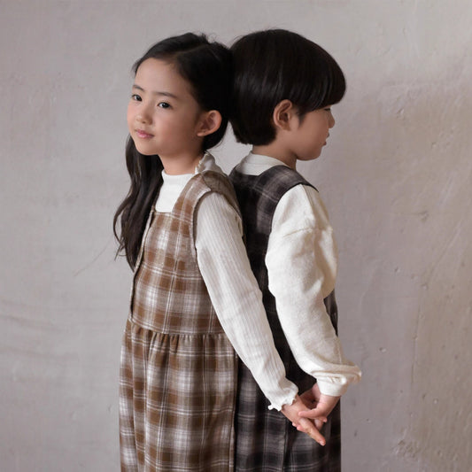 サロペットパンツ・サスペンダーパンツ Plaid Loose Bib Pants Jumpsuit チェック柄 ルーズ サロペット パンツ【mh0011941】