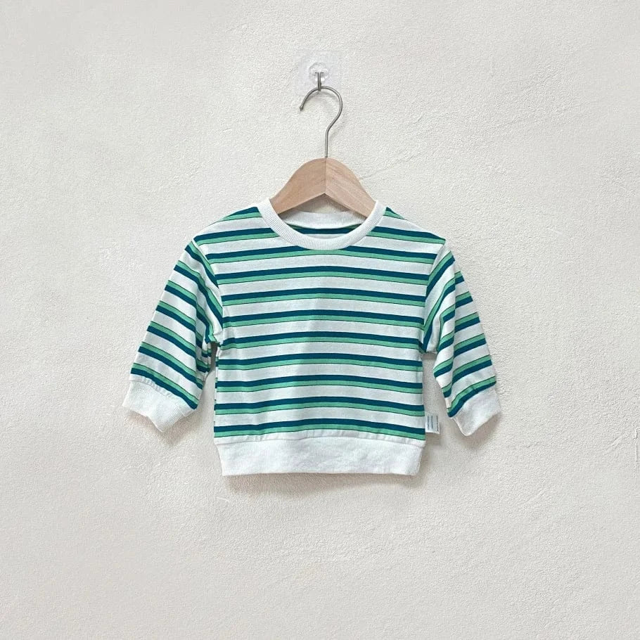 長袖Tシャツ Blue / 9M 73CM ベビートップス ボーダー長袖スウェットTシャツ【mh0008531】