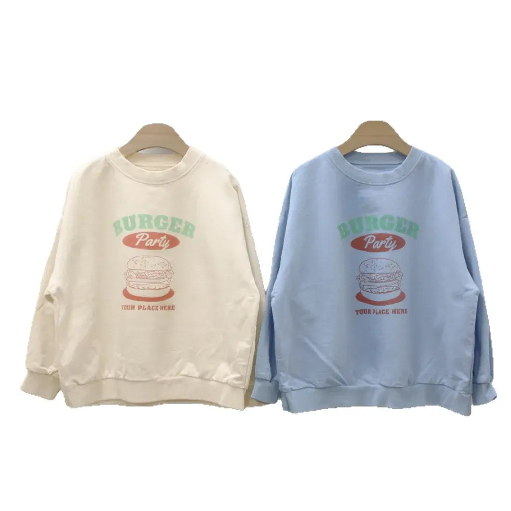 長袖Tシャツ ハンバーガーロゴプリント長袖スウェットシャツ【mh0011106】