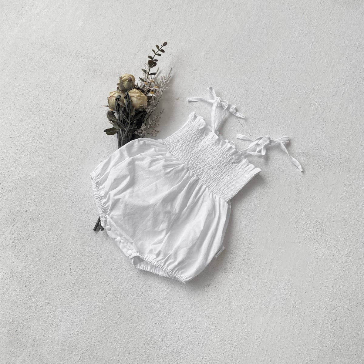 White / 66cm シャーリングキャミソールロンパース【mh0009997】