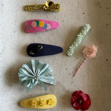 Beaded Floral Fabric Snap Clips フラワー パール ビーズ ヘアピン【mh0012784】 Chengle ヘアアクセサリー