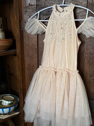 Beaded Rhinestone Halterneck Dress ビジュー ホルターネック チュールワンピース【mh0012414】 Chengle