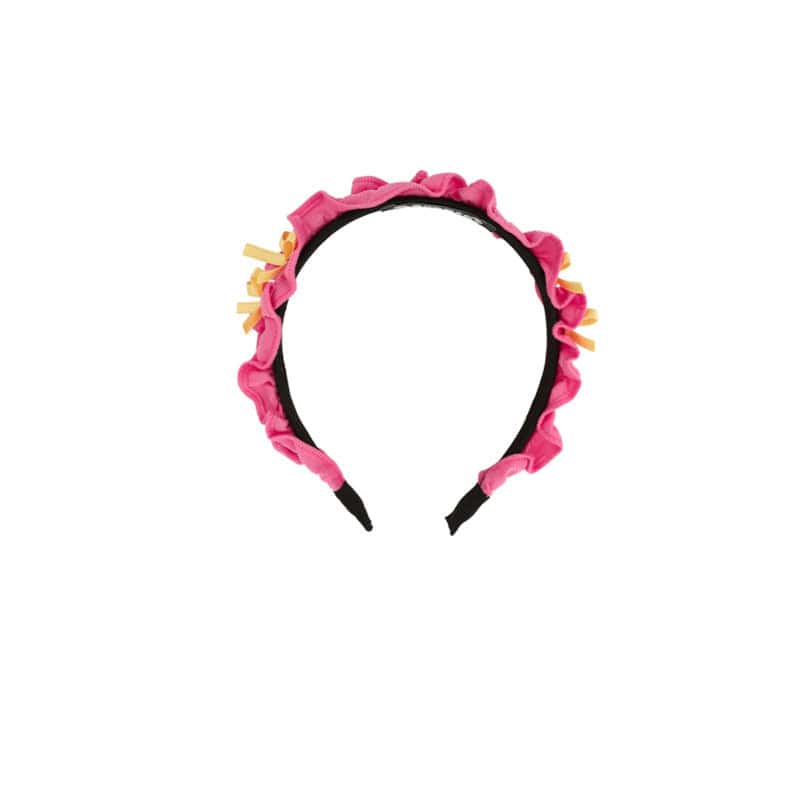 ピンクのフリル付きヘアバンド