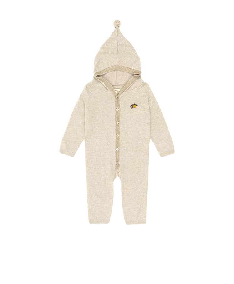 長袖ロンパース ニットロンパース 厚手 フード付 カジュアル カバーオール【mh0011712】