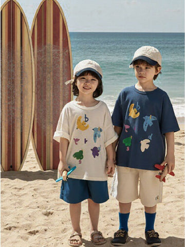 Bird Print Cotton Tee & Wide Shorts 小鳥プリント 半袖Tシャツ ショートパンツ【mh0012729】 YoehYaul 半袖セットアップ