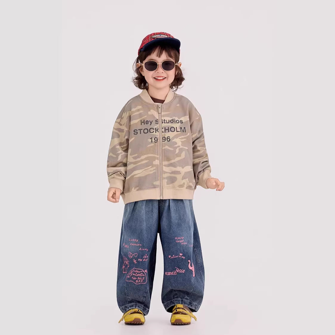 Camouflage Striped Knit Bomber カモフラ ボーダー ニットブルゾン【mh0012395】 90cm / Camouflage mamahalo shop