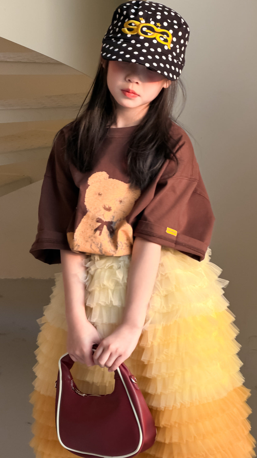 Cartoon Bear Loose Short Sleeve Tee ベアプリント 半袖Tシャツ【mh0012360】 KUMAI.KIDS
