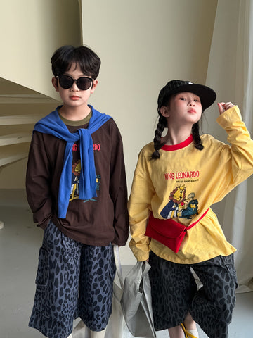 Cartoon Print Loose Short Sleeve Tee プリント 長袖Tシャツ【mh0012368】 KUMAI.KIDS