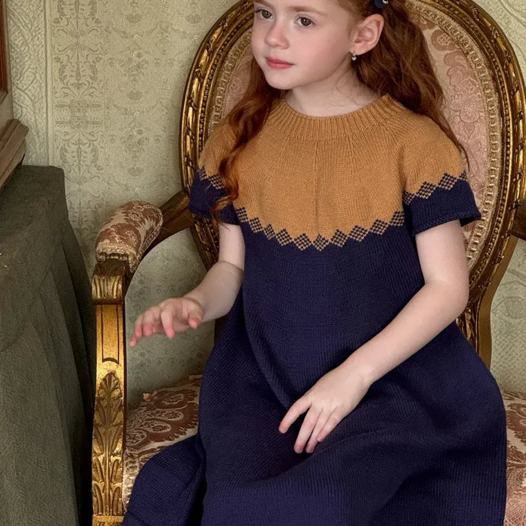 半袖ワンピース ニット半袖ワンピース Aラインセータードレス【mh0011204】