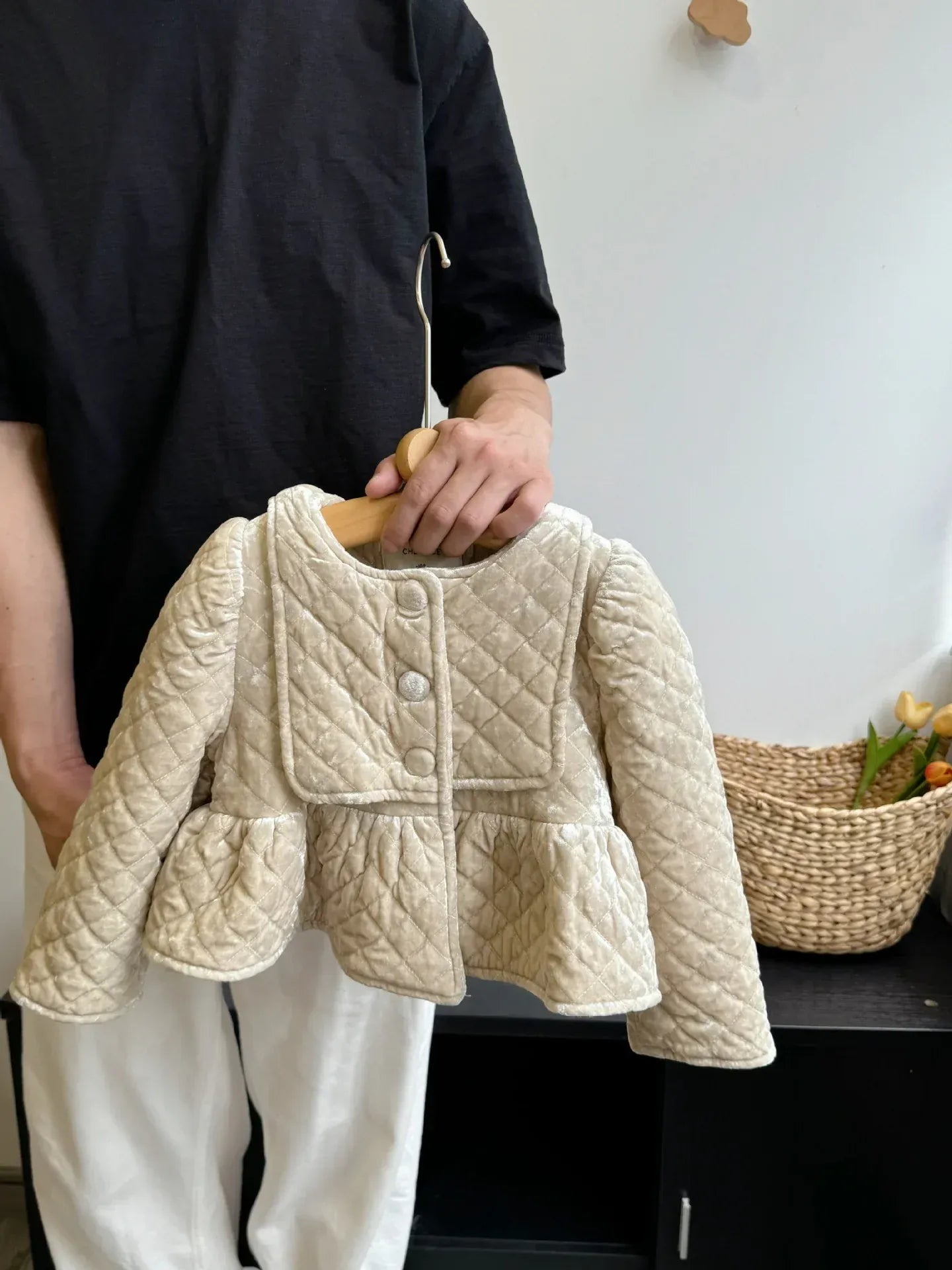 長袖セットアップ Coat / 130cm 6-7y キッズジャケット/スカート フェイクベルベットペプラムショートジャケット/ロングタイトスカート スーツ【mh0007535】