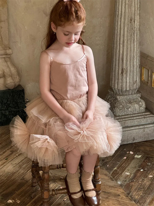 ノースリーブセットアップ シフォンフラワーチュールスカート/キャミソール【mh0011227】