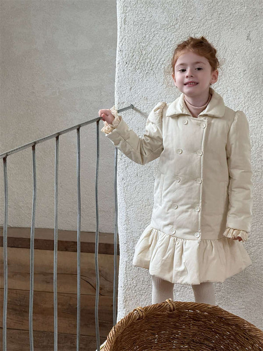 ショートコート・ジャケット・ジャンパー ミドル丈コート 中綿ペプラムスカート ガーリーアウター【mh0011442】