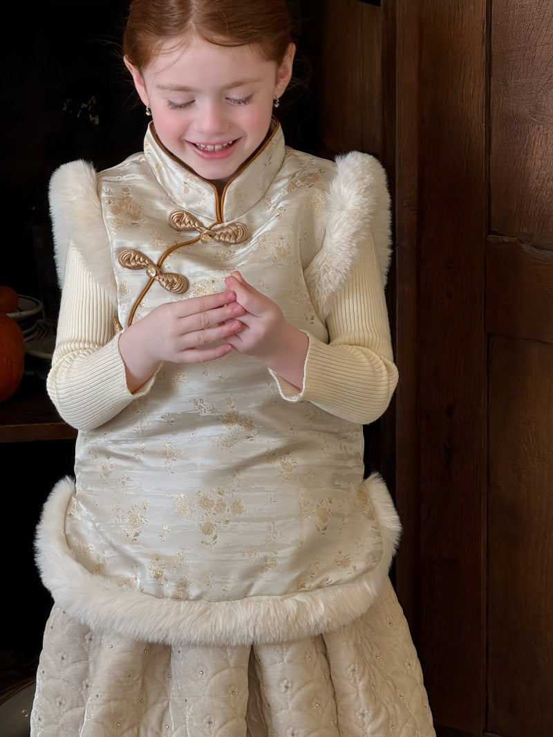 ベスト チャイナスタイルベスト ボアファー 防寒ベスト【mh0011882】