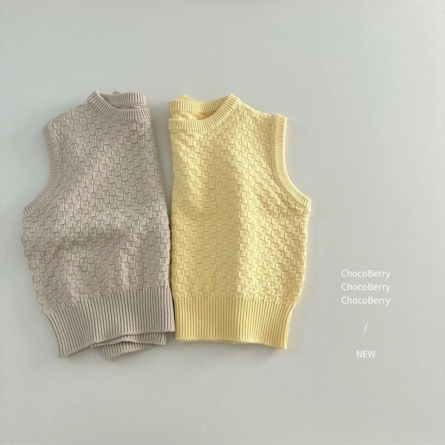 タンクトップ・キャミソール・ノースリーブトップス チェックニットノースリーブベストトップス【mh0010032】