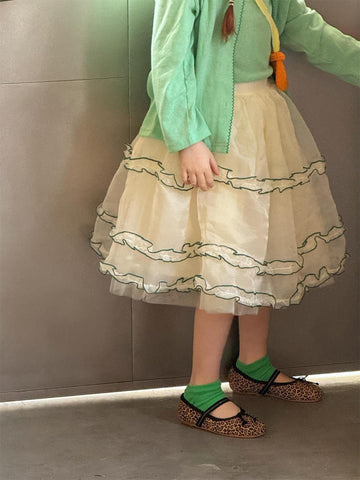 Contrast Piping Tiered Skirt チュール ティアード ミニスカート【mh0012869】 Jianzidan スカート