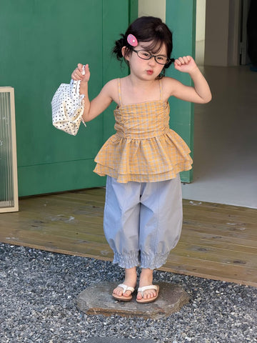 Cotton Slub Slouchy Balloon Pants 裾フリル バルーンパンツ【mh0012757】 MaiTianJi ロングパンツ・スウェットパンツ