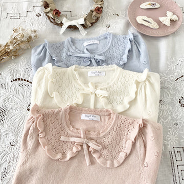 Cut-out Knit Fake Collar Blouse レースニット 襟付き半袖ブラウス【mh0012262】 Virgil kids