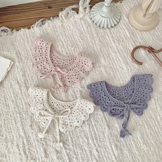 ショール ベビーつけ襟 レースニットリボンアタッチメントカラー【mh0007884】