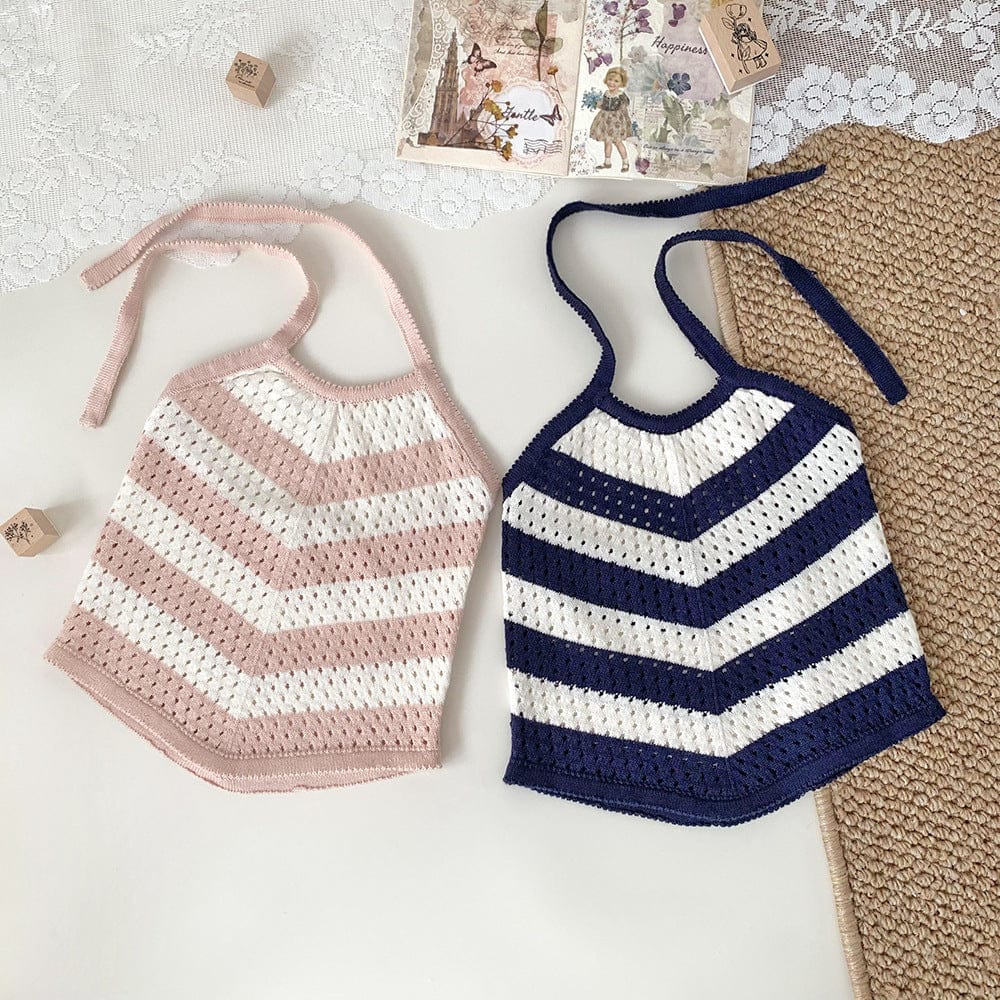 タンクトップ・キャミソール・ノースリーブトップス レースニットホルターネックタンクトップ【mh0010453】