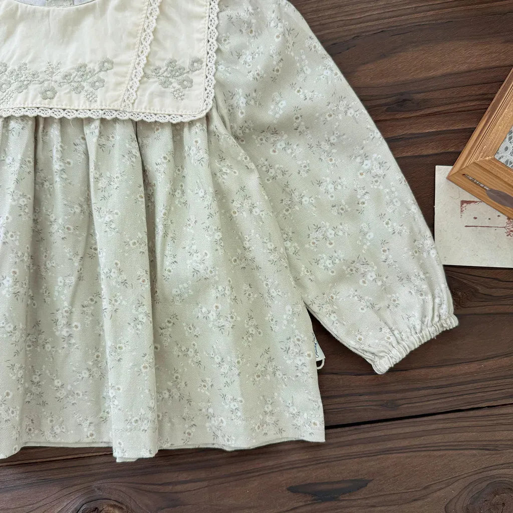 長袖シャツ・ブラウス 花柄刺繍ビッグ襟ブラウス【mh0011156】