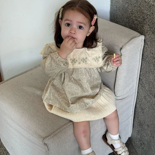 長袖シャツ・ブラウス 花柄刺繍ビッグ襟ブラウス【mh0011156】