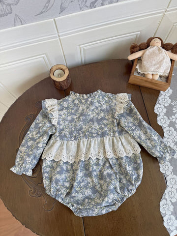 長袖ロンパース Vintage Floral Lace Romper ヴィンテージ 花柄レース ロンパース【mh0012150】