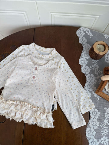 長袖Tシャツ Floral Print Knitted T-Shirt 花柄 ニット Tシャツ ドールカラー【mh0012159】