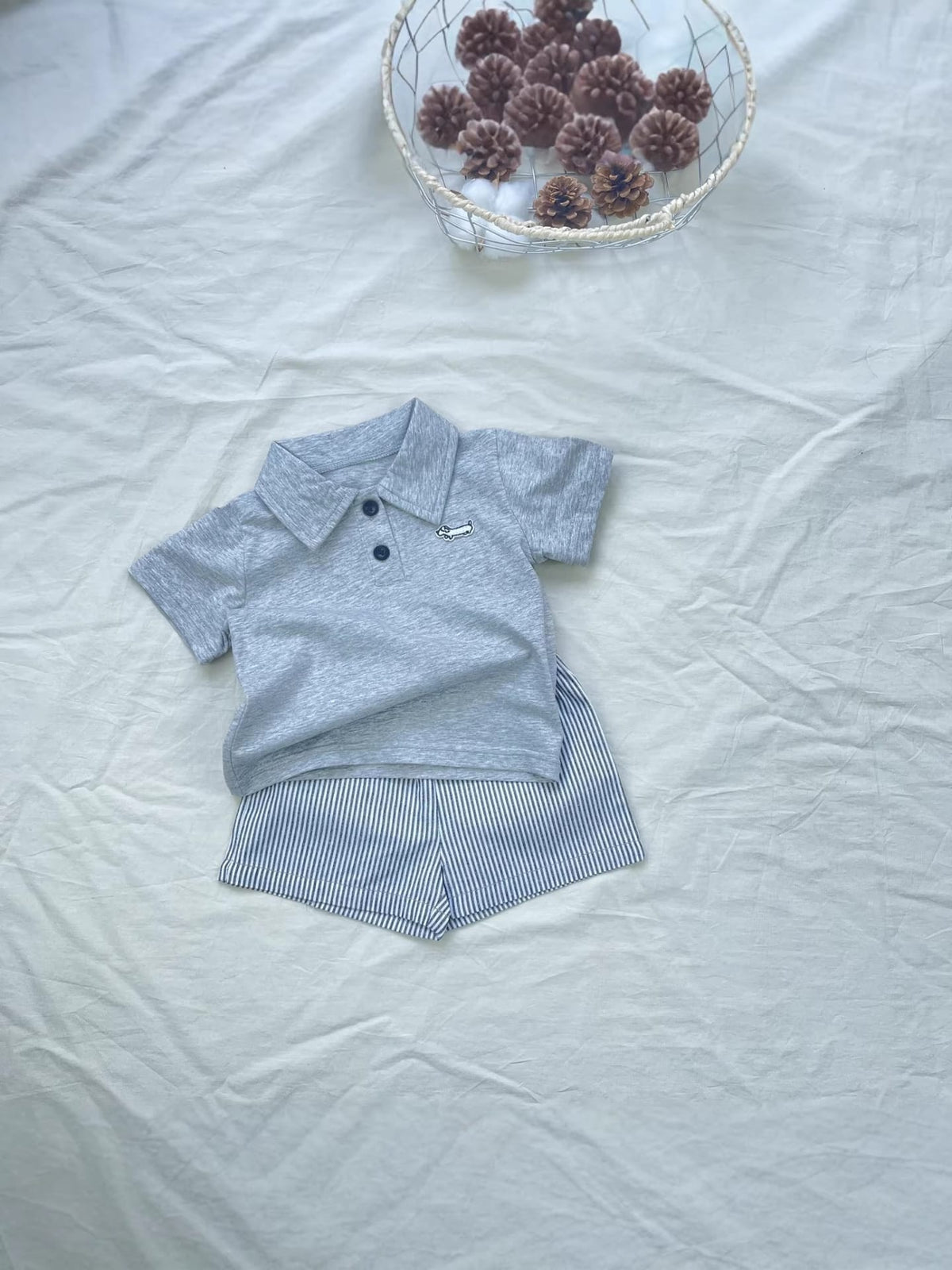 Dachshund Embroidered Short Set ダックス 半袖ポロシャツセット【mh0012906】 yi nian ni 半袖セットアップ