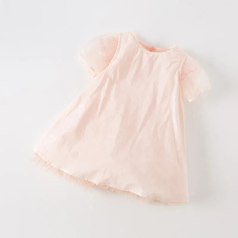 dave & bella キッズワンピース 淡いピンクのシフォン風シルエット
