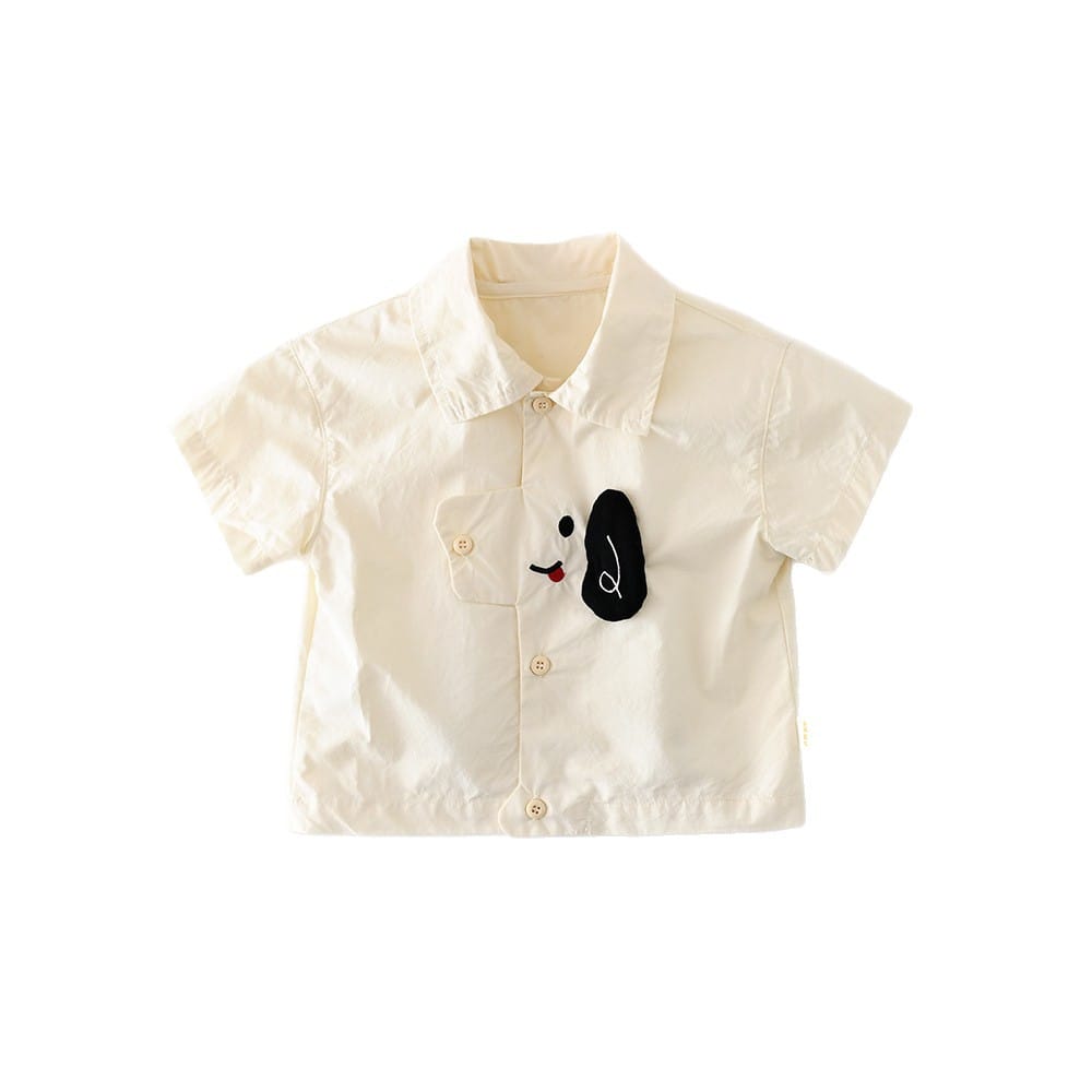Dog Embroidery Shirt 犬 刺繍 半袖シャツ【mh0012858】 ABNN 半袖Tシャツ