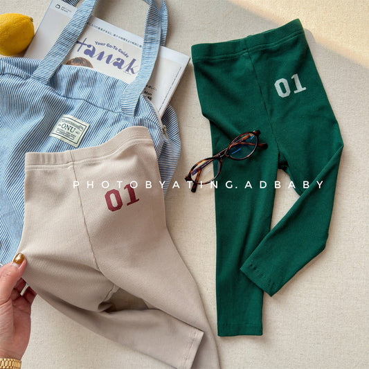 Embroidered Ribbed Leggings 01 刺繍 リブ レギンスパンツ【mh0012456】 ADbaby レギンスパンツ