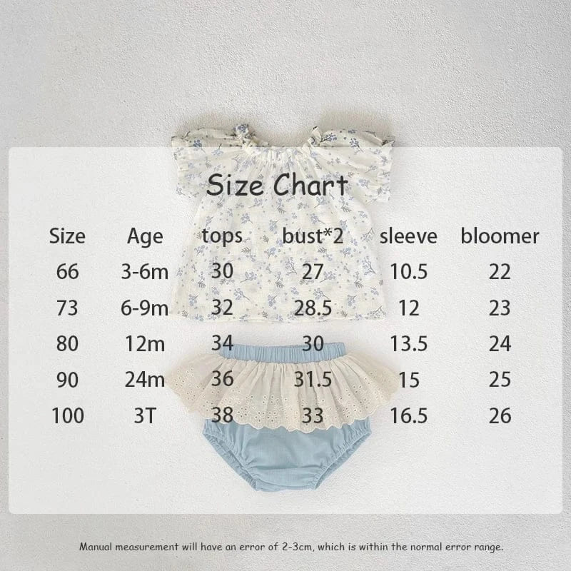 半袖セットアップ ベビーセットアップ 2点セット 半袖ブラウス+レースフリルブルマパンツ【mh0006522】