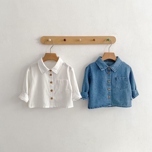 長袖シャツ・ブラウス Denim Long Sleeve Shirt デニム 長袖シャツ【mh0012171】