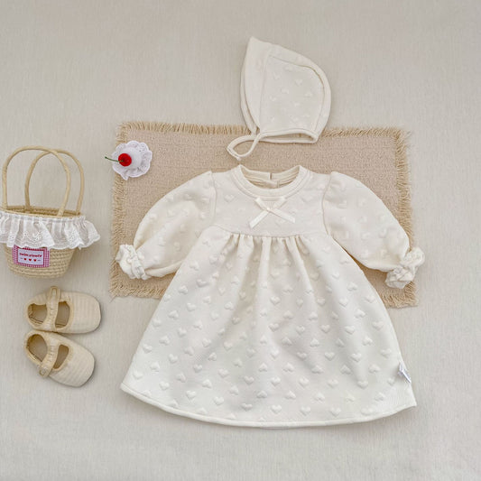 長袖ワンピース Embossed Heart Jacquard Dress エンボスハート ジャガード ワンピース【mh0012175】