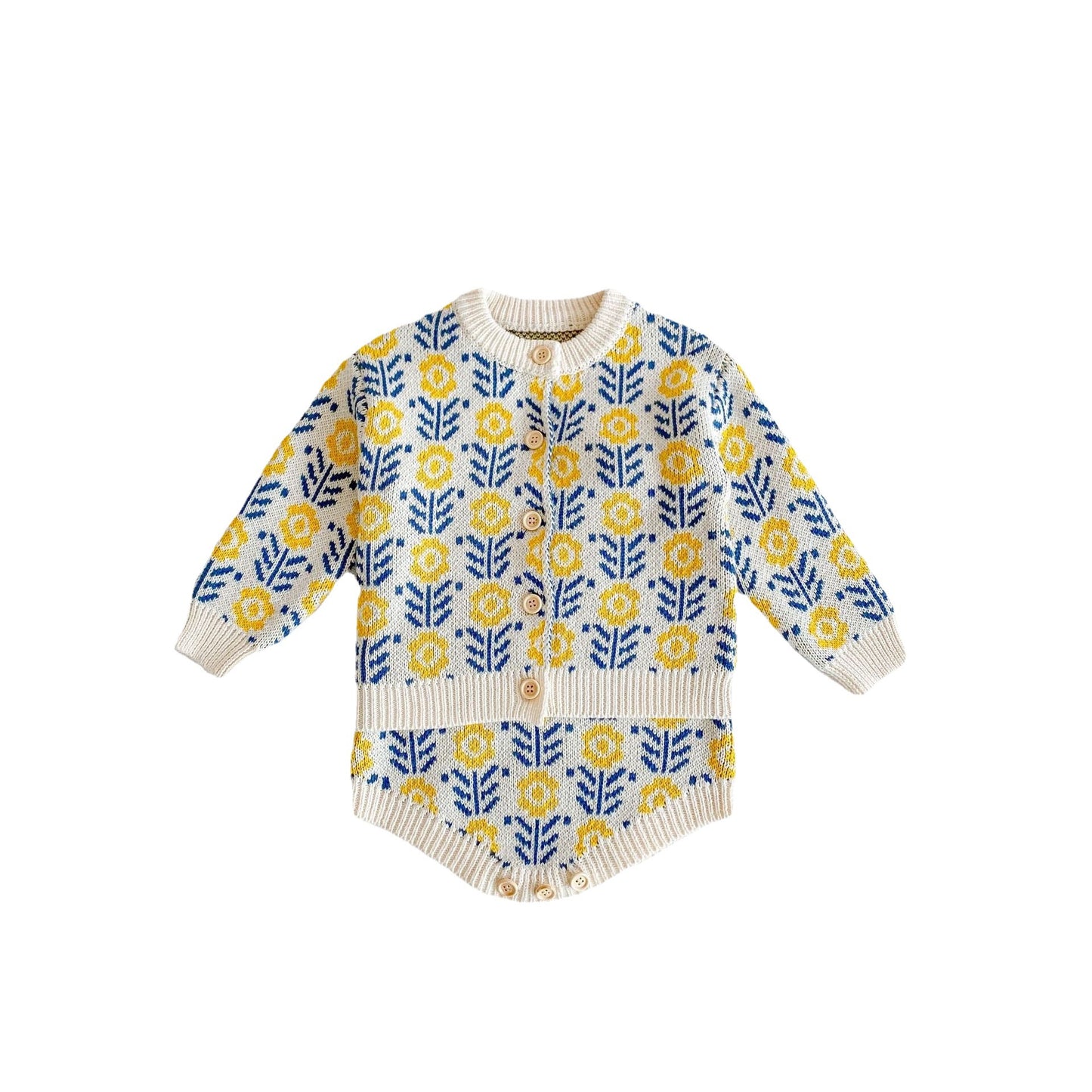 ロンパースセットアップ Jacquard Flower Knitted Set ジャガード フラワー ニット セットアップ【mh0011987】