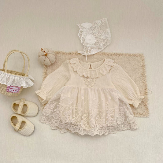 長袖ワンピース Lace Mesh Dress Romper レース メッシュ ドレスロンパース【mh0012182】