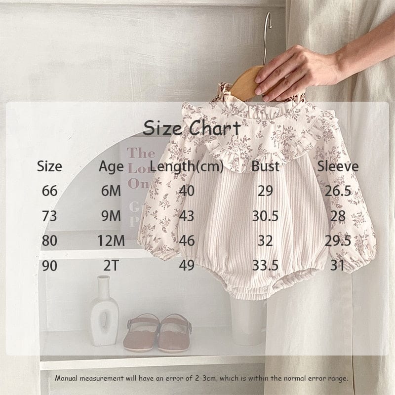 長袖ロンパース ベビー フラワー 花柄 長袖 ドッキング ロンパース ドレス お出かけ ガールズ【mh0002665】