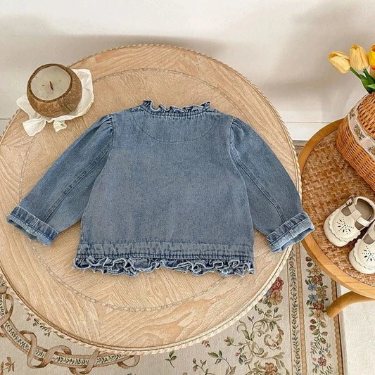 ショートコート・ジャケット・ジャンパー ベビーキッズアウター フリルデニムジャケットコート【mh0007036】