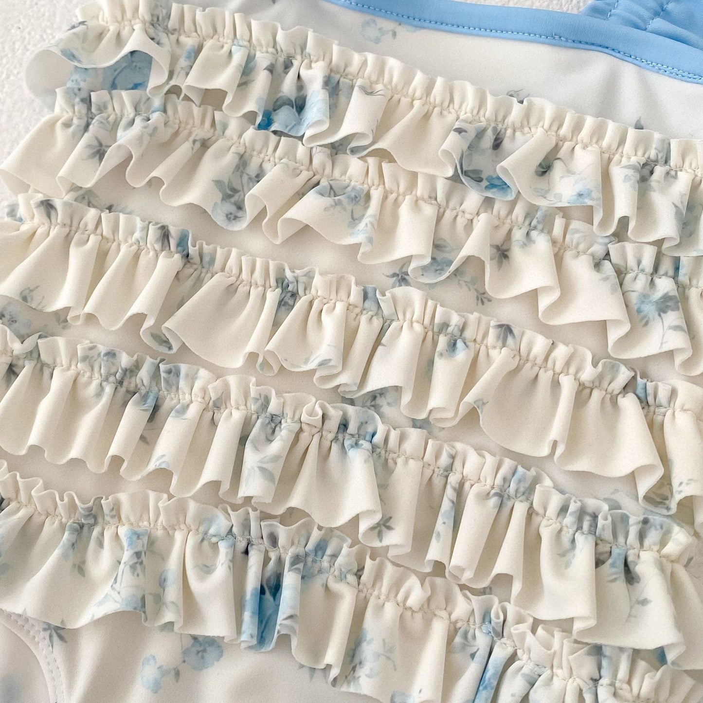 ベビー用水着 ベビー水着 フラワープリントラッフルフリルノースリーブワンピーススイムウェア【mh0010149】