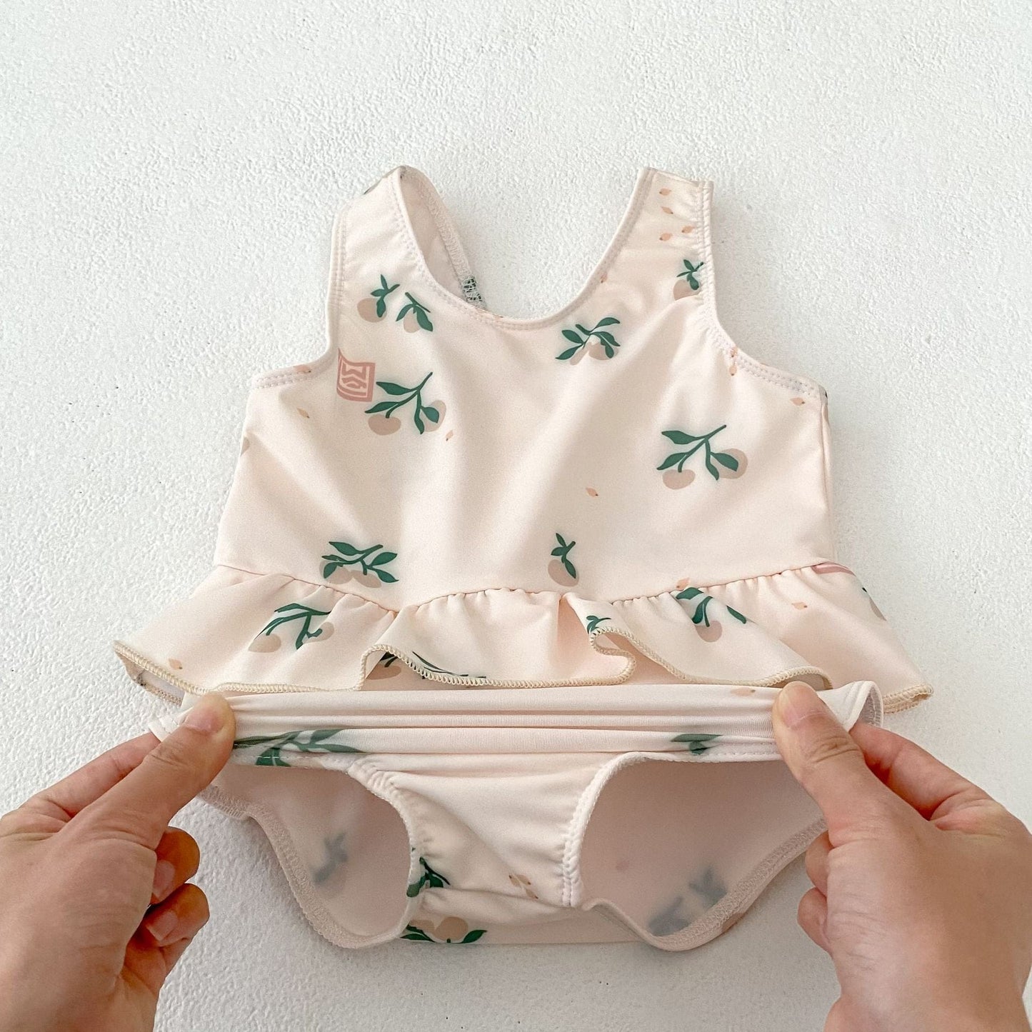 ベビー用水着 ベビー水着 フラワープリントフリルノースリーブワンピーススイムウェア【mh0010150】