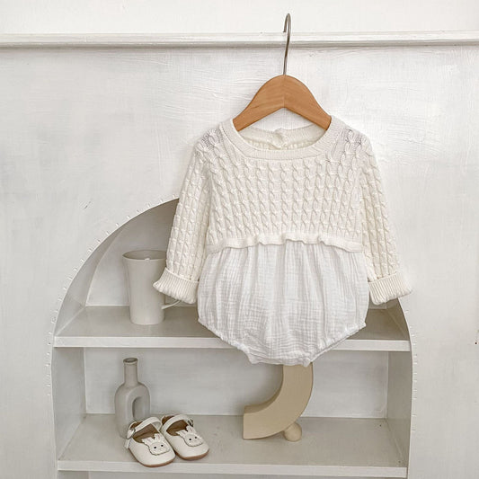 長袖ロンパース ニットトップスドッキング長袖ロンパース【mh0010528】