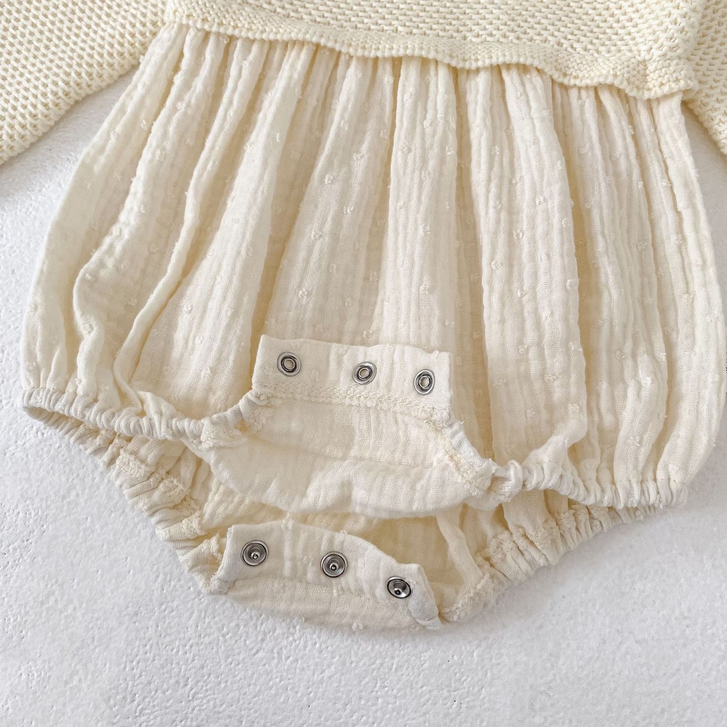 長袖ロンパース Patchwork Knitted Romper パッチワーク ニット ロンパース【mh0012179】