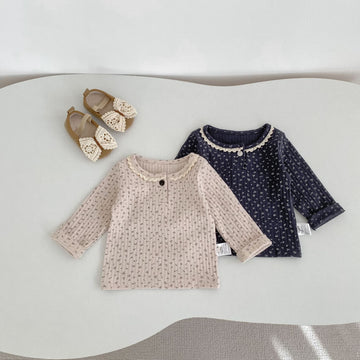 長袖Tシャツ Lace Print Long Sleeve T-Shirt レースプリント 長袖Tシャツ【mh0012174】