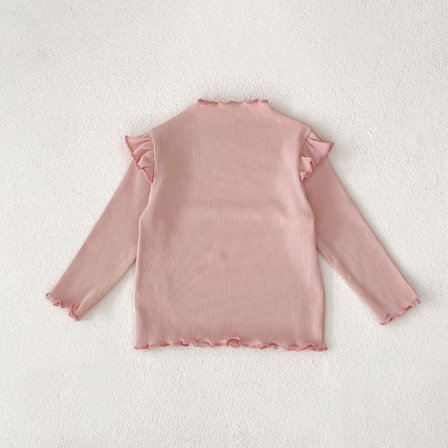 長袖Tシャツ Pink / 66cm ショルダーフリルスタンドカラー長袖Tシャツ【mh0010501】