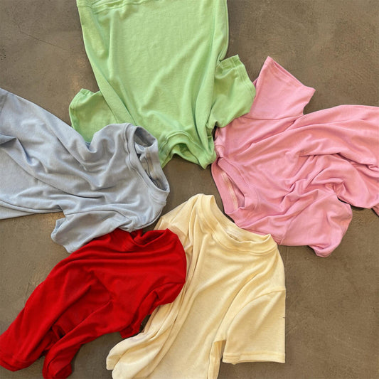 Essential Solid Crew Neck Tee クルーネック ベーシック Tシャツ【mh0012321】 Blue / 90cm Jianzidan