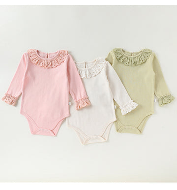 Eyelet Lace Romper レース襟 長袖ロンパース【mh0012352】 Beitaoya