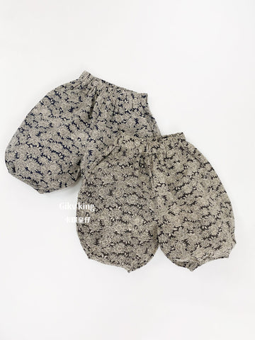 Floral Pattern Suspender Bloomers フラワー サロペットパンツ【mh0013488】 Gikv king サロペットパンツ・サスペンダーパンツ