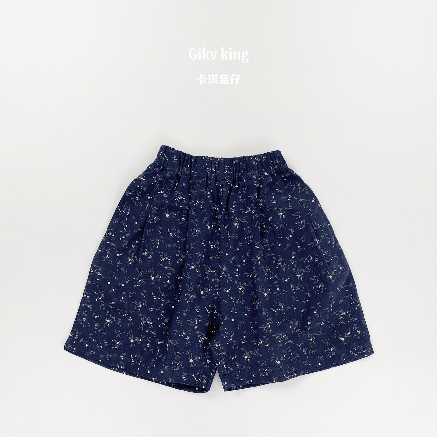 Floral Print Cotton Elastic Waist Shorts 小花柄プリント ハーフパンツ【mh0013480】 Dark Blue / 80cm Gikv king ハーフパンツ・ショートパンツ